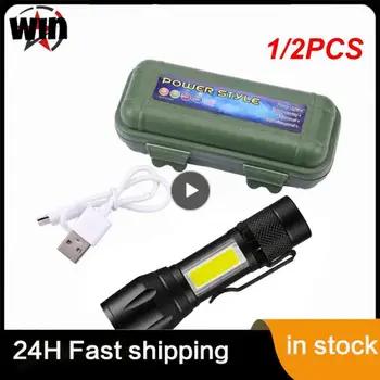 1/2 BUC Mini Lanterna Led-uri Portabile USB Reîncărcabilă Lanterna LED-uri Lanterna Reglabil rezistent la apa, Lumina de Lucru Camping