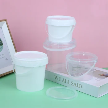 1 buc 500/1000ML Transparent Găleată de Plastic cu Capac și mâner de Depozitare a Alimentelor Container de unică folosință Ceai Lapte Găleată