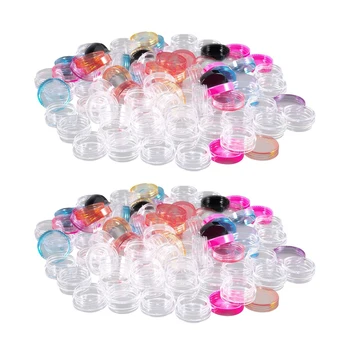 100 De Bucăți Vas De Plastic Borcane Goale Cosmetice Recipient Cu Capac Pentru Creme Proba De Make-Up De Stocare, 5 G, 10 Culori