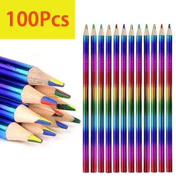 100buc 4 Culori Curcubeu Pen DIY Curcubeu Colorat Creion Pictat Graffiti Gradient Perie