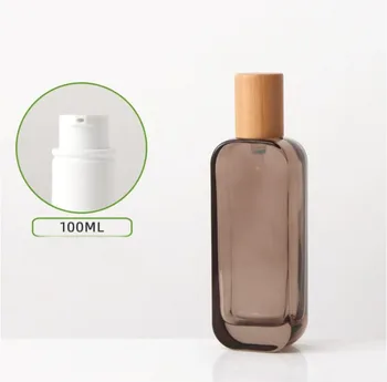100ml flacon din sticlă brună capac de lemn ser/lotiune/emulsie/fundației/esența toaletă toner apa de îngrijire a pielii cosmetice de ambalare