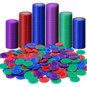 1200 De Bucăți De Plastic Chips-Uri De Poker Chips-Uri De Joc 4 Culori Counter Carte De Joc De Joc De Numărare Joc De Bingo Chips-Uri De Card, 1