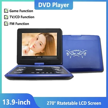 13.9 inch Mobil Portabil DVD Player EVD VCD CD-ul Joc TV Player cu Port USB Rotativ Ecran cu Telecomanda Media Player