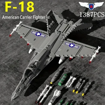 1387PCS Luptător Bloc Militar Seria F-18 Raptor Avion Bombardier de Asamblare Model Cărămizi de Decorare pentru Copii Cadouri de Craciun