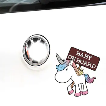 14*13CM Autocolante Auto Cal Ponei Unicorn Copil La Bord În Mașină de Desene animate Drăguț Minunat Decor Pentru Fereastra de Parbriz, Portbagaj C40