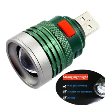 1BUC Ultra Luminos USB Portabil cu Lanterna mini cu zoom 3 moduri USB Flash de lumină lanterna de Putere prin interfata USB power bank