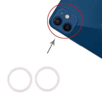2 BUC Spate aparat de Fotografiat Lentilă de Sticlă Metal Protector Cerc Inel pentru iPhone 12(Alb)