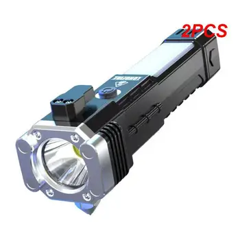 2 BUC Tactice Lanterna LED-uri USB Baterie Reîncărcabilă Flashlamp Multifunctional Masina Ciocan de Siguranță Fereastră Întrerupător de Auto-Apărare