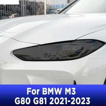 2 Buc M Performance Auto Faruri Folie de Protectie Fata de Lumina Transparent Negru Afumat TPU Autocolant Pentru BMW M3 G80 G81 2021-2023
