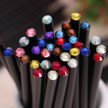 2 Buc de Plastic Negru Tija Creion HB Cu Diamante Colorate Kawaii Școală de Pictură Desen Scris de Copii Creion Creioane Standard