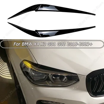 2 buc Faruri Pleoape, Sprancene Accesorii Auto Pentru BMW X4 X3 G01 G02 2018 2019 2020 2021 2022 2023+ ABS Lucios/Negru Carbon Look