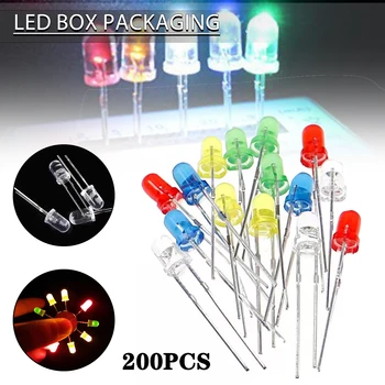 200pcs LED-Diodă emițătoare de Lumină Kit de Culoare Cinci Convenabil DIY Reparații Echipamente Electrice, Aparate de Iluminat, Accesorii de Lumină Șirag de mărgele