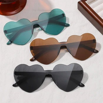 2023 1 Pc-ul de Moda pentru Femei de Inima Colorate Forma de Stea ochelari de soare Gradient de Culori UV400 fără ramă de sex Feminin de Ochelari de Soare de tip Boutique de Accesorii