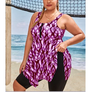 2023 Noi Femei Costume de baie Neregulate Căptușit Push-Up Print Tankini de Vară din Două Piese de dimensiuni Mari Înot Rochie de Plaja Poarte costume de Baie