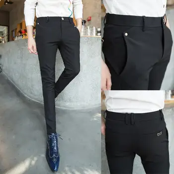 2023 Nouă Primăvară De Toamnă Pantaloni Casual Barbati De Afaceri Stretch Slim Talie Elastic Jogger Coreean Clasic Pantaloni Negri De Sex Masculin Z147