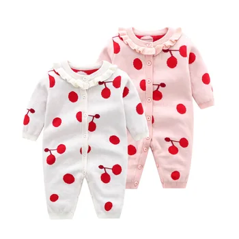 2023 Primavara toamna pentru fete body bumbac tricotate cherry jacard cu maneca lunga fete pentru copii salopetă nou-născut fete haine
