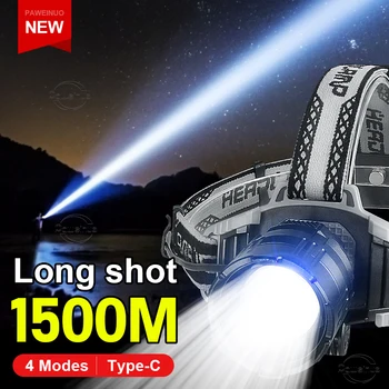 2023 cele Mai Puternice Faruri cu laser, LED-uri de Tip C Reîncărcabilă Cap Lanterna Super-Luminos Lung Împușcat Zoom Far Lanterna de Pescuit