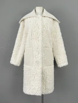 2023 Îmbrăcăminte pentru Femei Elegante, de înaltă calitate, lână șal guler blana Toamna Iarna Noi