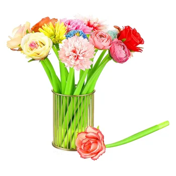 24 Buc Floare Pixuri De Diferite Culori Daisy Trandafir Garoafa Pix Noutate Artificiale A Crescut Pen 0.5 Mm Negru De Cerneală Stilou