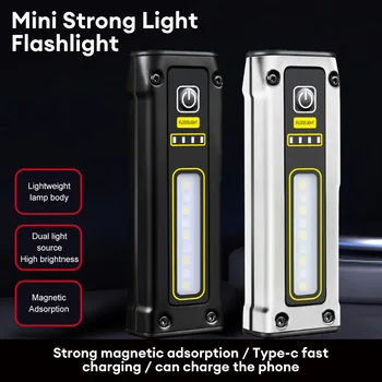 250LM Mini Lanterna LED-uri de Tip c Portabil Reîncărcabilă Lanterna EDC cu Magneți Puternici Lumina de Lucru în aer liber, Camping Pescuit Felinar