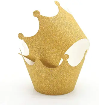 25pcs Coroana de Aur Ambalaje Cupcake Sclipici de Copt Tort, Pahare de Hârtie Linie Brioșă Titularul Caz pentru Nunta, Petrecere de Aniversare Decor
