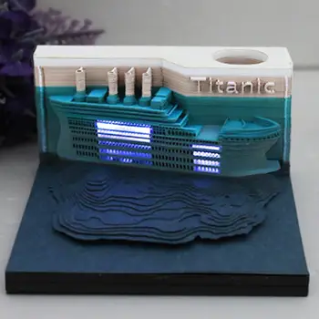 3D Memo Pad LED Memo Titanic 3D Memo Pad Artă de Hârtie Notă de Lipicios Papetarie Cadouri de Crăciun de Anul Nou Pentru copii Copii
