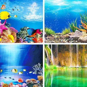 3D Ocean Peisaj Poster Rezervor de Pește de Fundal Pictura Rezervor de Pește de Fundal Acvariu Pictura Decorativa Decalcomanii