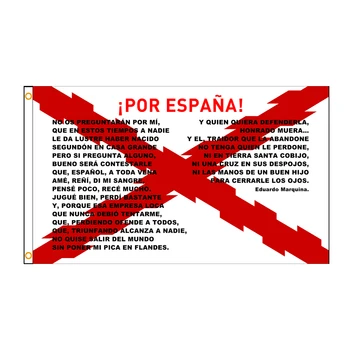 3x5Fts Spania Steagul Cu Cruce De Burgundia Și Poemul Imn Al Armatei spaniole Tercios