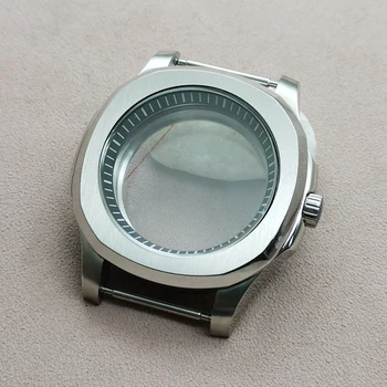40mm Argint NH35 Ceas de Cazuri de Cristal Safir de Sticlă se Potrivește Seiko NH35 NH36 4R35 7S26 Mișcare 28.5 mm Cadran Bărbați Ceas Caz Părți