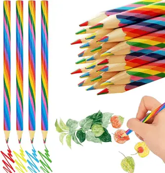 50PCS Curcubeu de Culori Creion Rechizite Școlare 4 Culori Amestecate Creioane Pentru Copil de Desen Graffiti