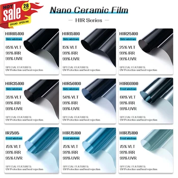 50cmX500cm HIR100% 2 MIL HD Nano Ceramic Film Super de Înaltă Calitate Rezistent la Căldură și Opțional pentru mai multe VLT