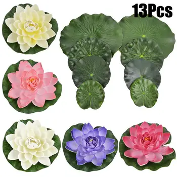 5PCS Flori Artificiale Decorative Spumă Artificială a Plantelor Fals Plutitoare de Flori cu Fals Frunze de Lotus