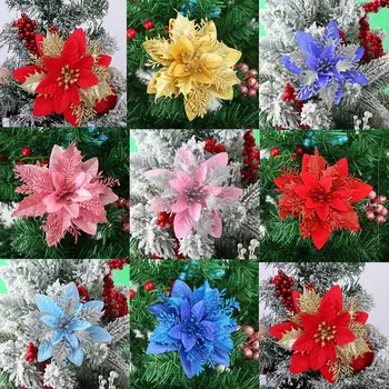 5pcs Aur Roșu de Crăciun Artificial Flori de Pom de Crăciun Ornament Crăciun Decoratiuni pentru Casa de Anul Nou Navidad 2023