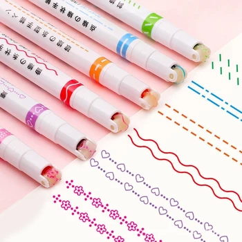 6 Buc Curbate Colorate Pixuri cu Roller Pen Punct pentru Luare de Card de Desen Scrapbooking Canlendar Planificator Jurnalul