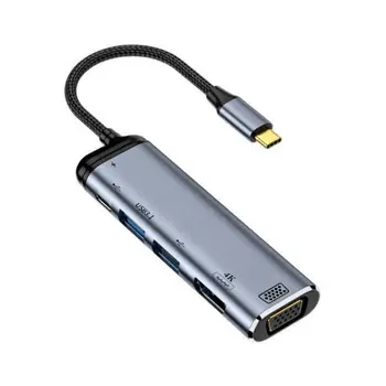 6 În 1 C USB 3.0 Multi HUB de Tip C, Laptop Adaptor La 4K Compatibil HDMI VGA 100W PD Docking Station Splitter Converter Extractor