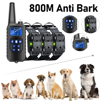800m de Formare de Câine Guler rezistent la apa Pet de Control de la Distanță Câini Anti Coaja Dispozitiv Electric Socant cu Vibrații de Sunet nu mai Latre