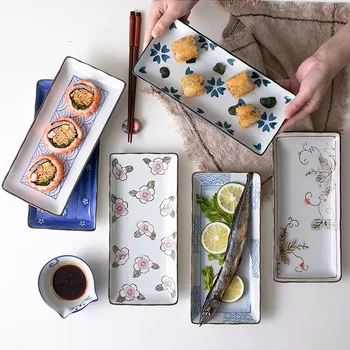 9.7 inch Sushi Japonez Placă Ceramică Farfurie de Flori Fructe Cină Dreptunghi Cină Preparate de uz Casnic Placa