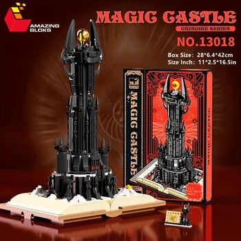 966PCS Turnul Negru Carte de Magie Blocuri Întuneric Castel Magic Model de Asamblare Cărămizi Cu Lumini de Copil Jucarii de Cadouri de Craciun