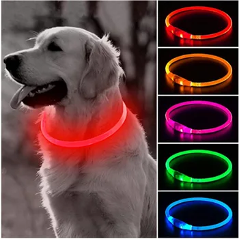 A CONDUS Câinele de Lumină Guler pentru Câini Animale de companie Gulere Detasabile Reglabile Stralucitoare de Încărcare USB Accesorii Câine Pug Golden Retriever