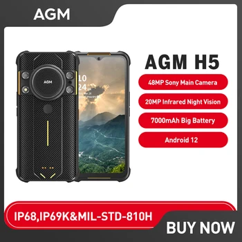 AGM H5 Telefon Robust 6.5 Inch 8+128GB IP68/IP69K Smartphone Android 12 Noapte Viziune Telefon 3.5 W Difuzor NFC Versiunea rusă