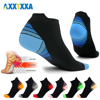 AXXTXXA 1 Pereche de Compresie Funcționare Șosete pentru Femei, Bărbați, Glezna Șosete Sportive Low Cut cu Suport Arc
