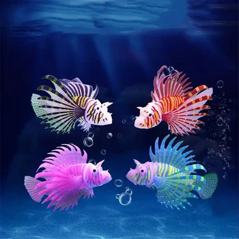 Acvariu Artificial Luminos Lionfish Rezervor De Pește Acvatic Peisaj Silicon Meduze Pește Strălucire În Întuneric Subacvatice Ornament