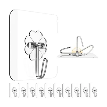 Adeziv Cârlige pentru Agățat Grele - 12 Pack Cârlige de Perete 13Lb(Max), Lipicios Cârlige rezistent la apa, Umerase de Perete