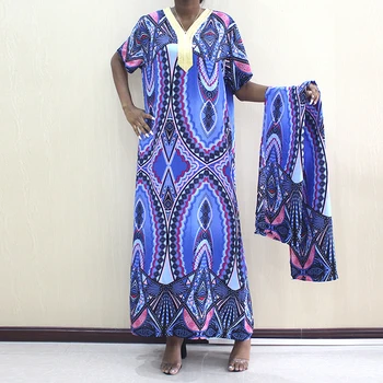 African Rochii Pentru Femei Tradiționale Dashiki Doamnelor Îmbrăcăminte Ankara Albastru Model Imprimat Din Bumbac Pulover Vrac De Zi Cu Zi