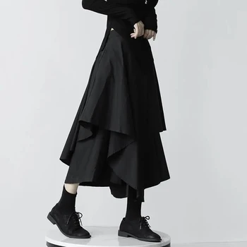Alb negru Neregulate Fuste pentru Femei 2024 Primavara-Vara Streetwear Liber O-Linie Fusta Femei coreene Talie Inalta Fusta Midi Mujer