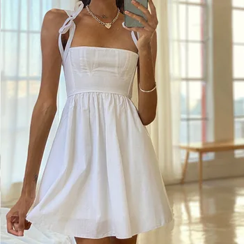 Alunecare de culoare albă Rochie pentru Femei de Înaltă Talie Subțire Elegant Rochie Mini Sens de Design Nișă de Moda Casual, Rochie de Petrecere