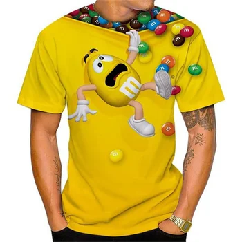 Amuzant Trend T-shirt pentru Bărbați 2024 Moda 3D Tricouri Alimente Bomboane de Ciocolata Print Casual Gât Rotund cu Maneci Scurte T-shirt, Blaturi
