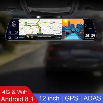 Android Smart Oglinda Retrovizoare ADAS Masina DVR 10 Inch Android 8.1 Automobile Recorder Video de 4GB + 32GB WiFi GPS de Navigare