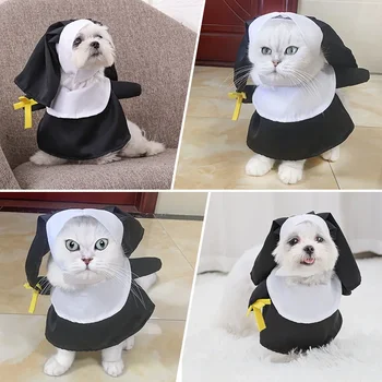 Animale de companie Set Costum de Modelare tridimensională Călugăriță Stil Contrast de Culoare Dress Up Halloween Cosplay Transforma Câine Haine Accesorii