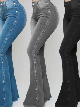 Articat Moda 2023 Nou de Înaltă Talie Elastic Flare Jeans pentru Femei Strans Toamna/Iarna Blugi Strada Versatil Pantaloni Femei Skinny